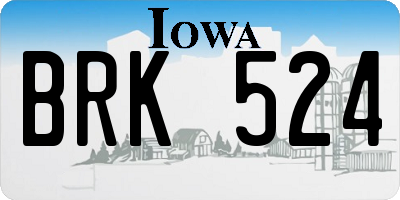 IA license plate BRK524