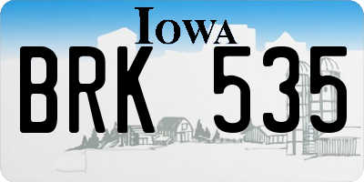 IA license plate BRK535