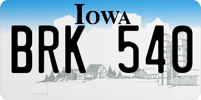 IA license plate BRK540