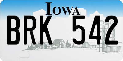 IA license plate BRK542