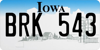 IA license plate BRK543