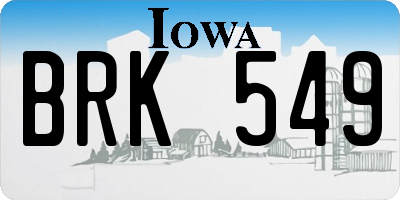 IA license plate BRK549
