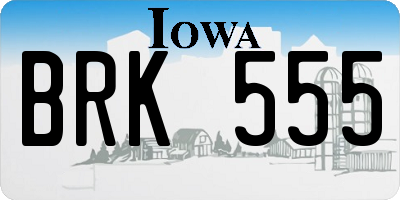IA license plate BRK555