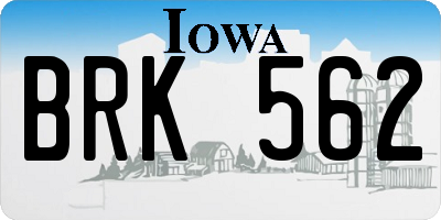 IA license plate BRK562