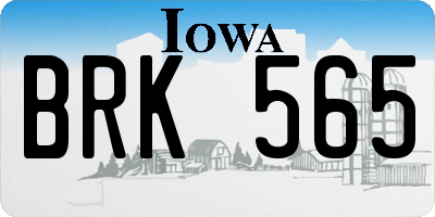 IA license plate BRK565