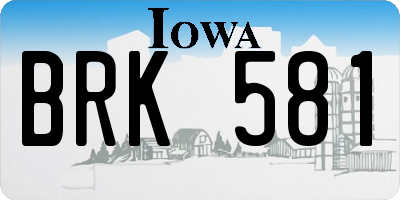 IA license plate BRK581