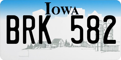 IA license plate BRK582