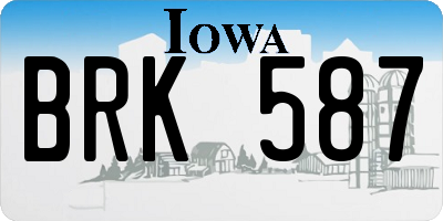 IA license plate BRK587