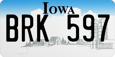 IA license plate BRK597