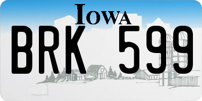 IA license plate BRK599