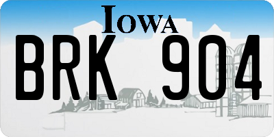IA license plate BRK904
