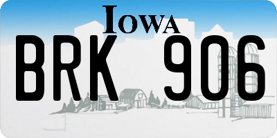 IA license plate BRK906
