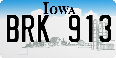 IA license plate BRK913