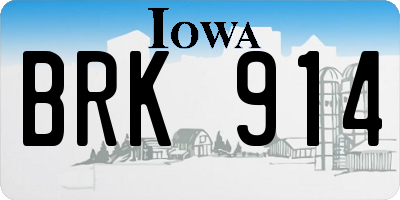 IA license plate BRK914