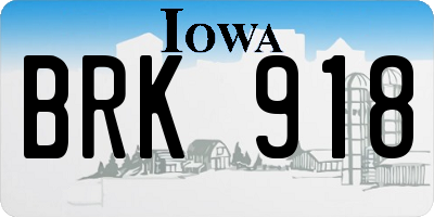 IA license plate BRK918