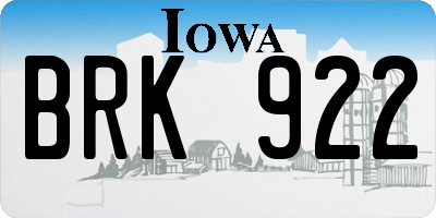 IA license plate BRK922