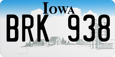 IA license plate BRK938