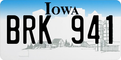 IA license plate BRK941