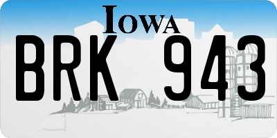 IA license plate BRK943