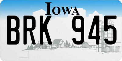 IA license plate BRK945