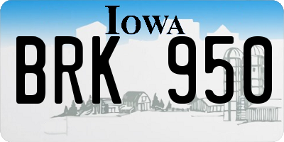 IA license plate BRK950