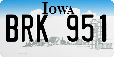 IA license plate BRK951