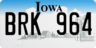 IA license plate BRK964