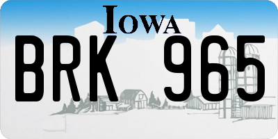 IA license plate BRK965