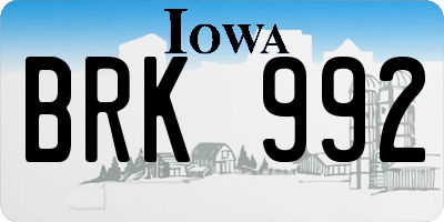 IA license plate BRK992