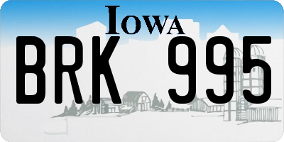 IA license plate BRK995