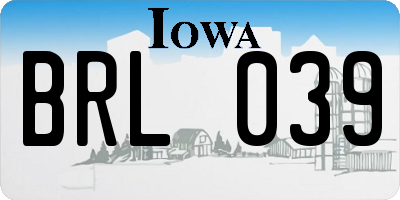 IA license plate BRL039