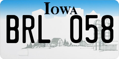 IA license plate BRL058
