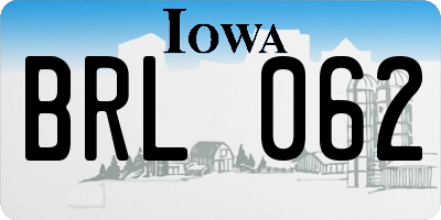 IA license plate BRL062