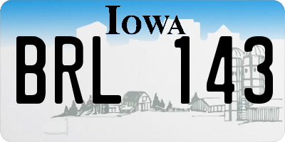 IA license plate BRL143
