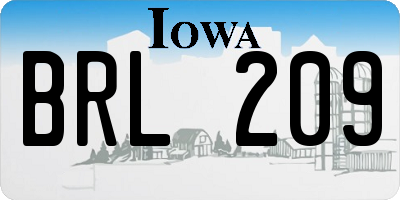 IA license plate BRL209