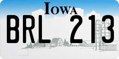 IA license plate BRL213