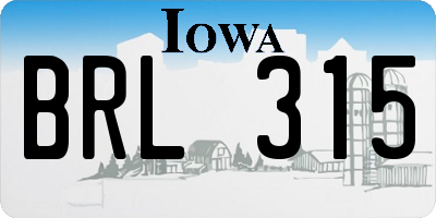 IA license plate BRL315