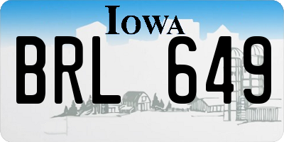 IA license plate BRL649