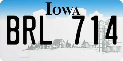 IA license plate BRL714
