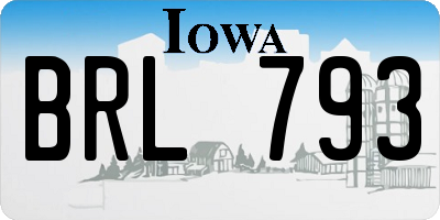 IA license plate BRL793