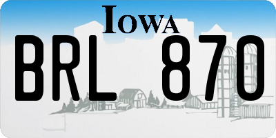 IA license plate BRL870