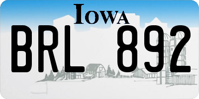 IA license plate BRL892