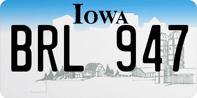 IA license plate BRL947