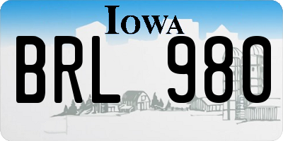 IA license plate BRL980