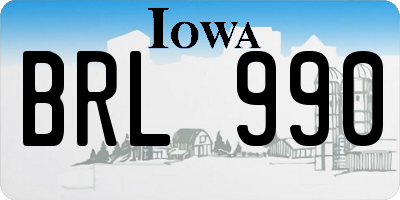IA license plate BRL990