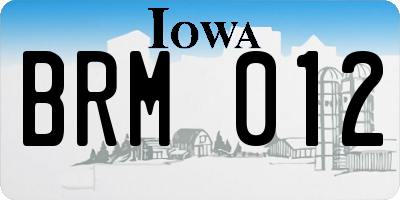 IA license plate BRM012