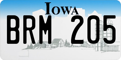 IA license plate BRM205