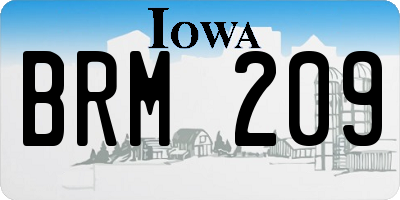 IA license plate BRM209