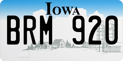 IA license plate BRM920