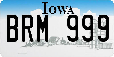 IA license plate BRM999